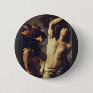 Andrea Vaccaro: St. Sebastian Baroque Fine Art 6 Cm Round Badge