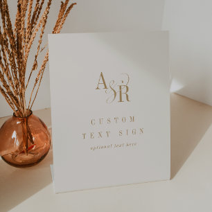 ANDREA Vintage Gold Cream Neutral Custom Wedding Pedestal Sign