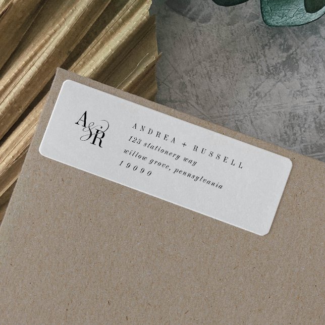 ANDREA White Black Minimal Return Address Labels (ANDREA White Black Minimal Return Address Labels)