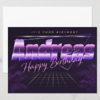 Andreas Name First Name lila retro Map Birthday