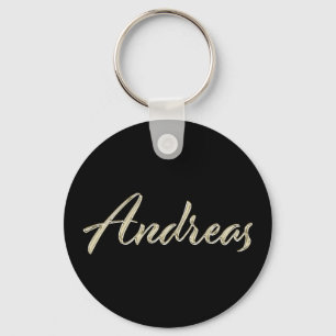 Andreas Name whitegold Button Schlüsselanhänger Key Ring