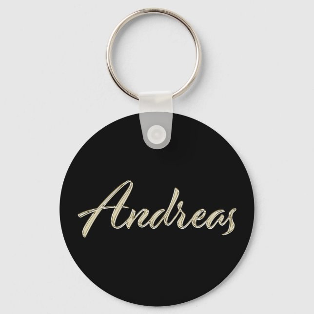 Andreas Name whitegold Button Schlüsselanhänger Key Ring (Front)