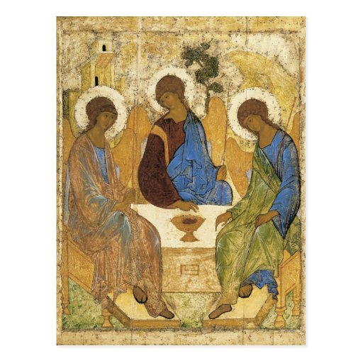 Image of Andrei Rublev Iconic Trinity Angels Abraham Bible Postcard