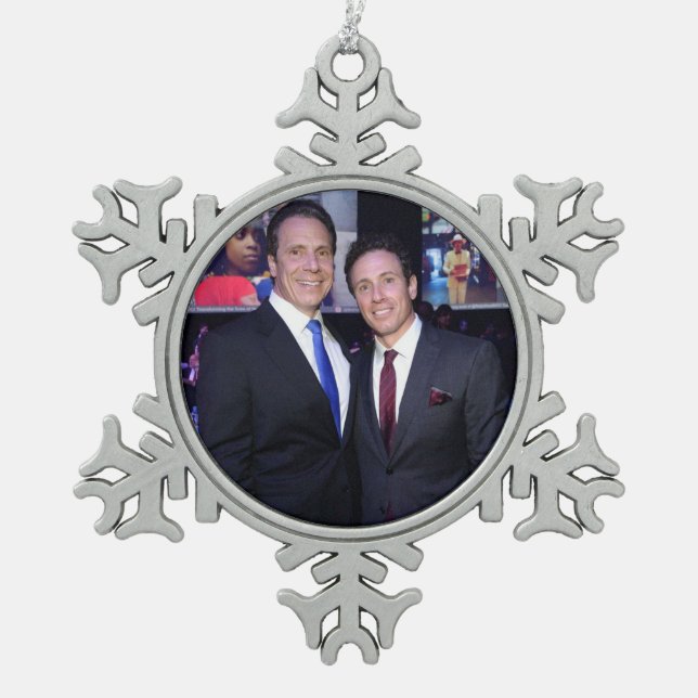 Andrew and Chris Cuomo Snowflake Pewter Christmas Ornament (Front)