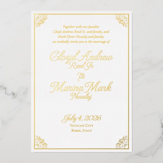 Andrew and Marina English Foil Invitation (Front)