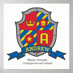 Andrew boys name meaning heraldry shield poster
