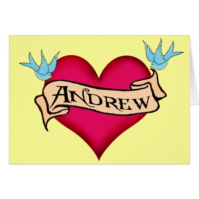 Andrew - Custom Heart Tattoo T-shirts & Gifts (Front Horizontal)