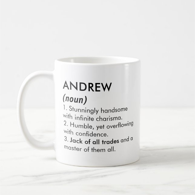Andrew name, Editable name, Custom name Coffee Mug (Left)