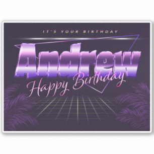 Andrew Name First Name lila retro Sticker Birthday