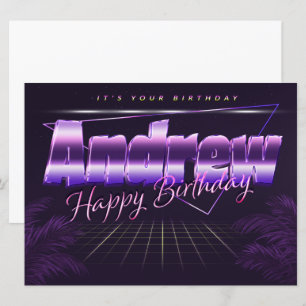 Andrew Name Vorname lila retro Karte Geburtstag Card