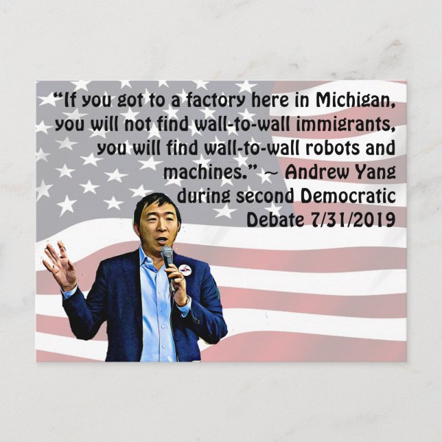 Andrew Yang Quote from Second Democratic Debate Postcard (Front)