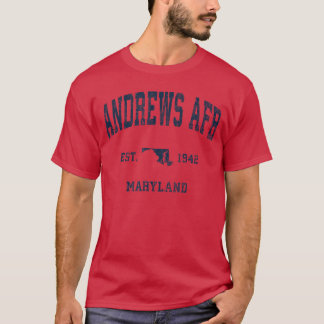 Andrews AFB Maryland MD Vintage Athletic Navy Spor T-Shirt