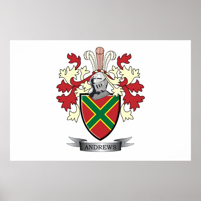 Andrews Family Crest Coat of Arms Poster (Front)