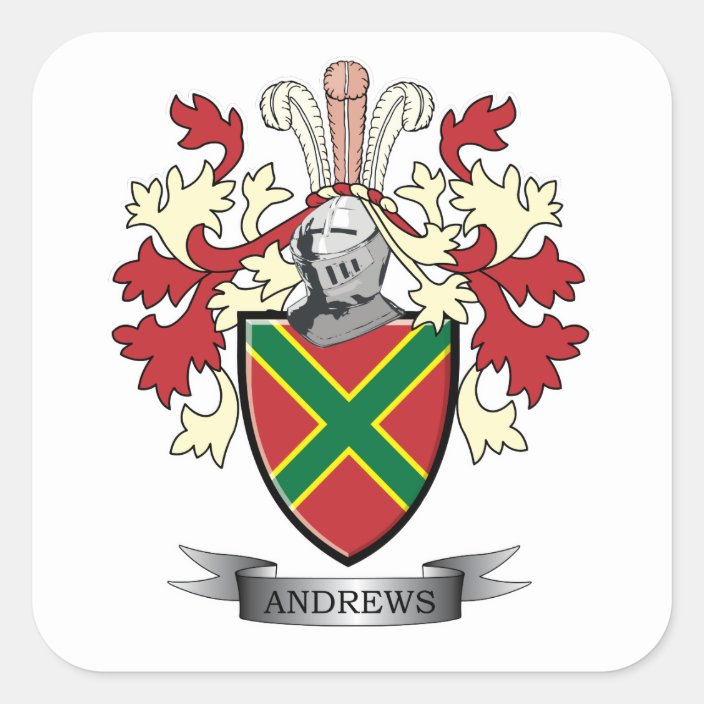 Andrews Family Crest Coat of Arms Square Sticker | Zazzle.co.uk