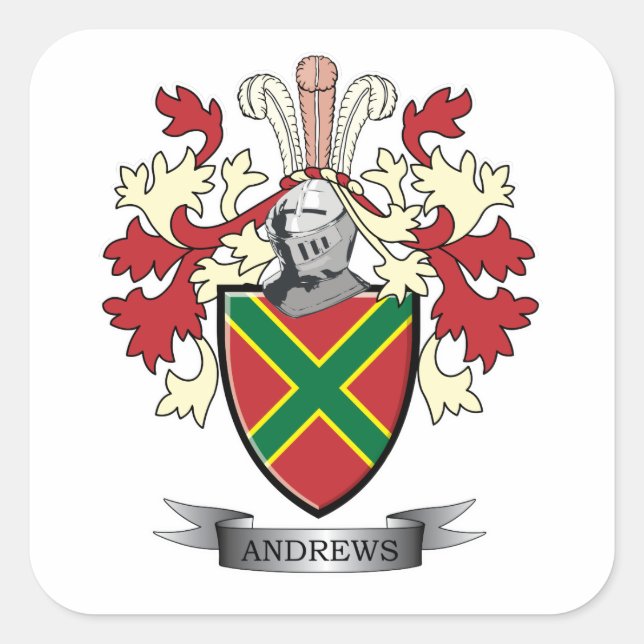 Andrews Family Crest Coat of Arms Square Sticker (Front)