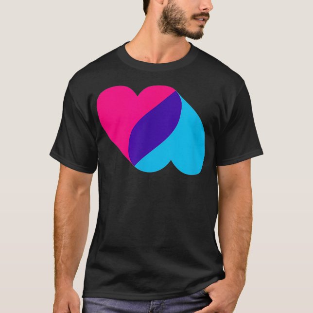Androgynous Double Heart  androgyne  color pride  T-Shirt (Front)