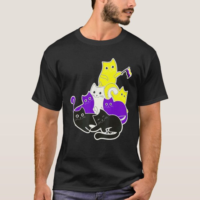 Androgynous Non Binary Cat Flag Gender Identity Ge T-Shirt (Front)
