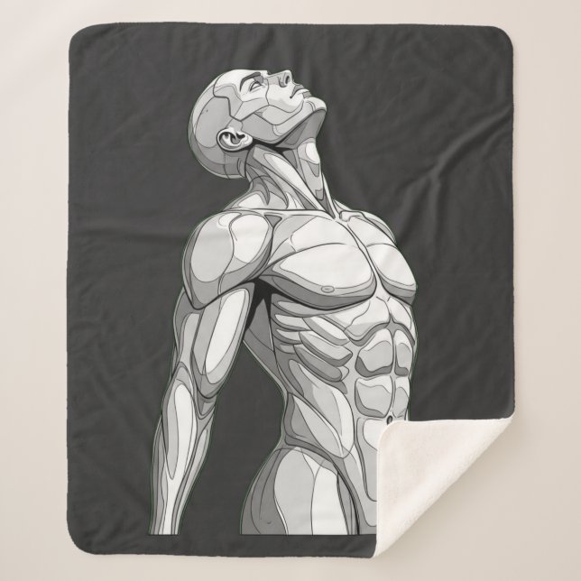 Android Anatomy: Futuristic Cyborg Sherpa Blanket (Front)