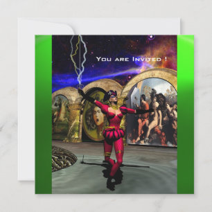 ANDROID BALLET,Red Green Blue Science Fiction Invitation