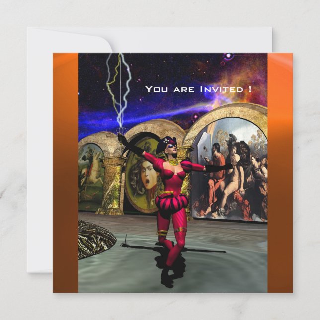 ANDROID BALLET,Red Orange Blue Science Fiction Invitation (Front)