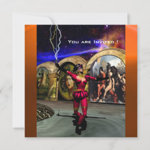 ANDROID BALLET,Red Orange Blue Science Fiction Invitation