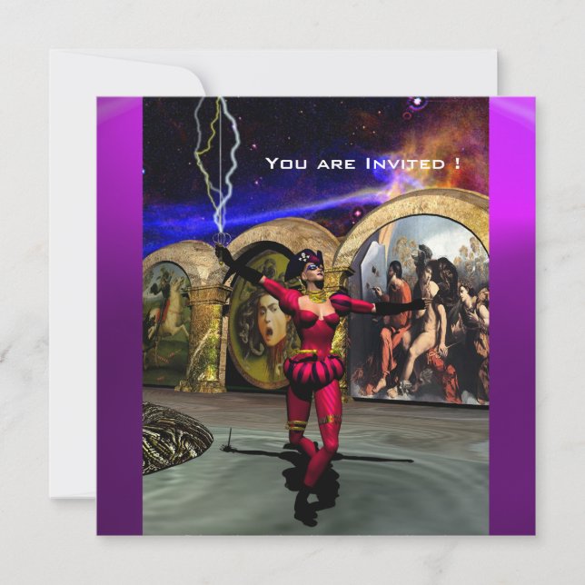 ANDROID BALLET,Red Purple Blue Science Fiction Invitation (Front)