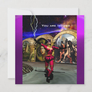 ANDROID BALLET,Red Purple Blue Science Fiction Invitation