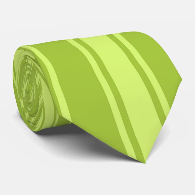 Android green Colour Stripe Funky Pattern Tie (Rolled)