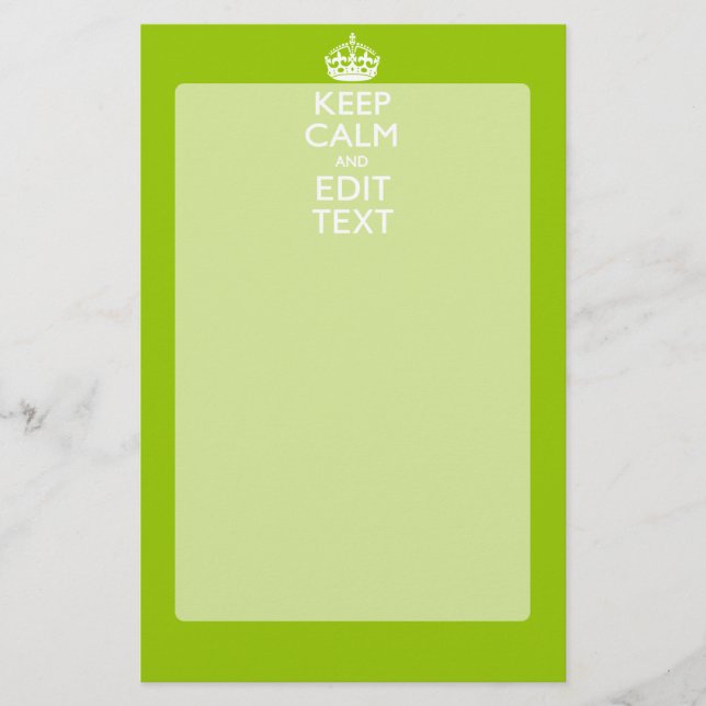 Android Green Decor Keep Calm And Your Text Stationery (Front)