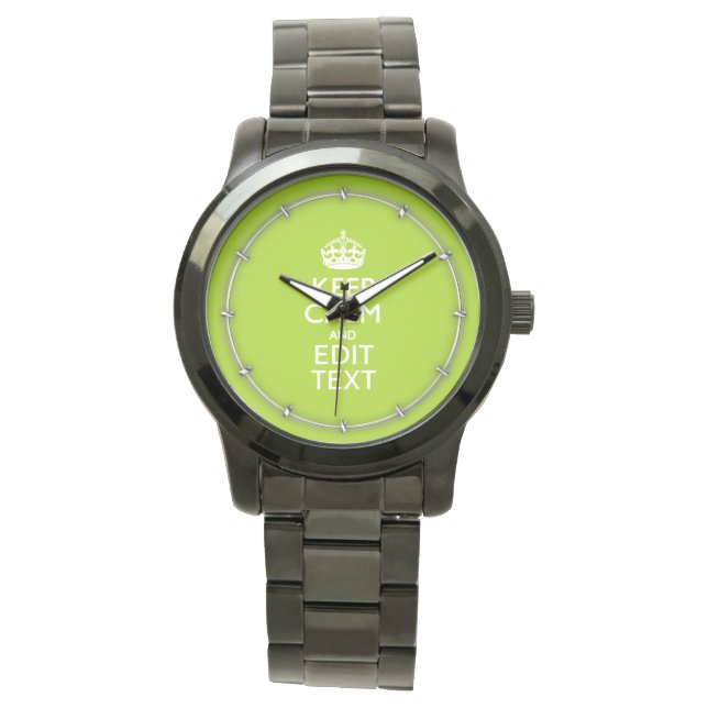 Android Green Decor Keep Calm And Your Text Watch (Front)