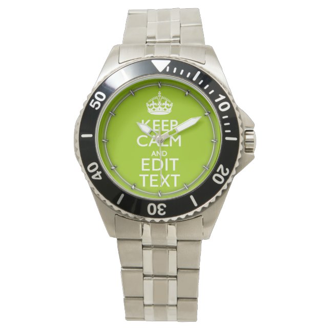 Android Green Decor Keep Calm And Your Text Watch (Front)