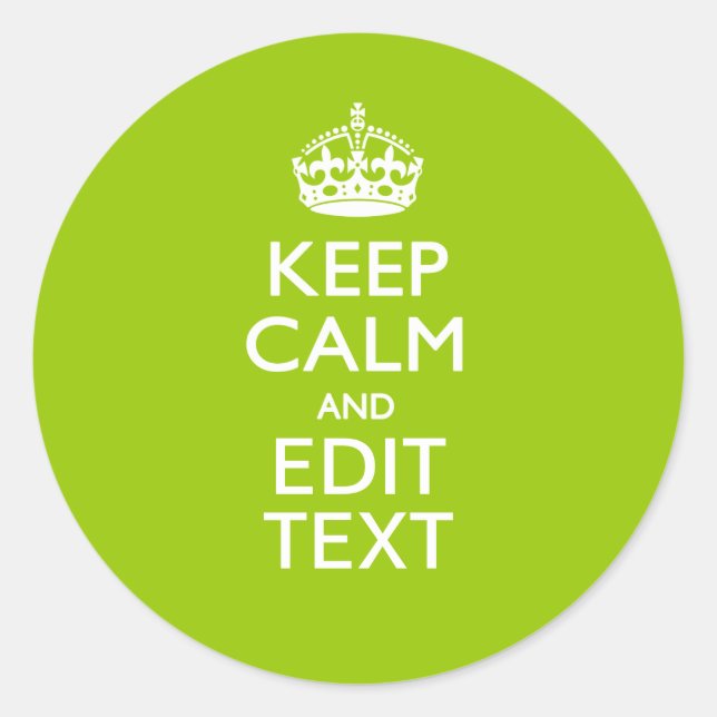 Android Green Keep Calm Have Your Text Classic Round Sticker (Front)