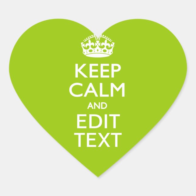 Android Green Keep Calm Have Your Text Heart Sticker (Front)