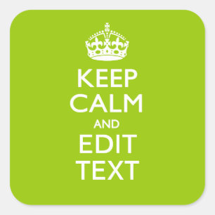 Android Green Keep Calm Have Your Text Square Sticker