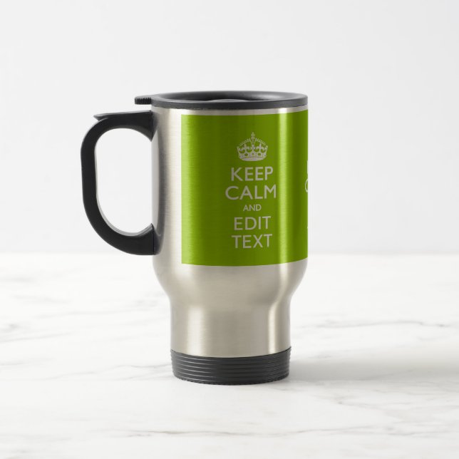 Android Green Keep Calm Have Your Text Travel Mug (Left)