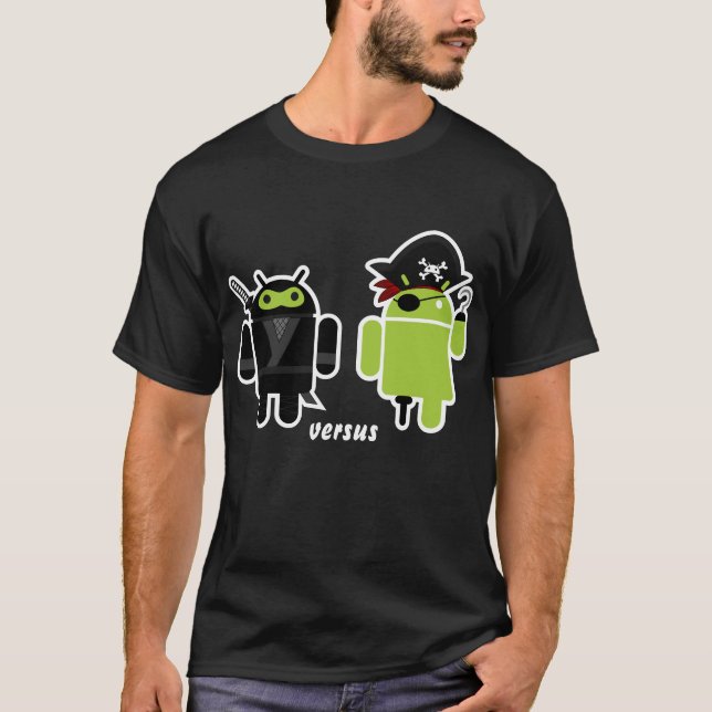 Android Ninja versus Pirate T-Shirt (Front)