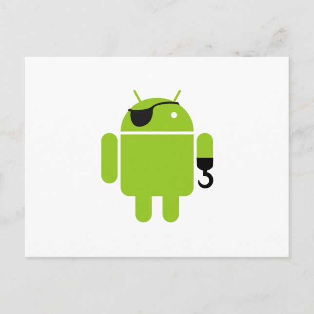 Android Robot Icon as a Pirate Postcard (Front)