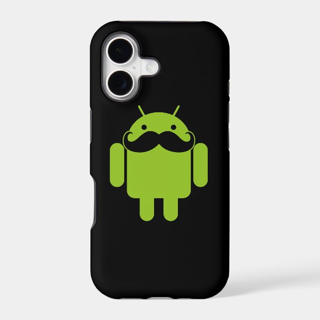 Android Robot Icon Moustache on Black (Back)