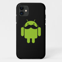 Android Robot Icon Moustache on Black