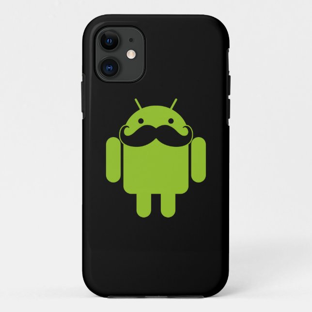 Android Robot Icon Moustache on Black Case-Mate iPhone Case (Back)