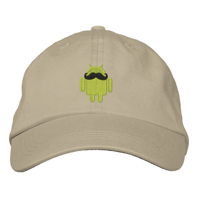 Android Robot Moustache Embroidery Embroidered Hat (Front)