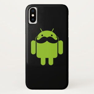 Android Robot Moustache on Black iPhone X Case
