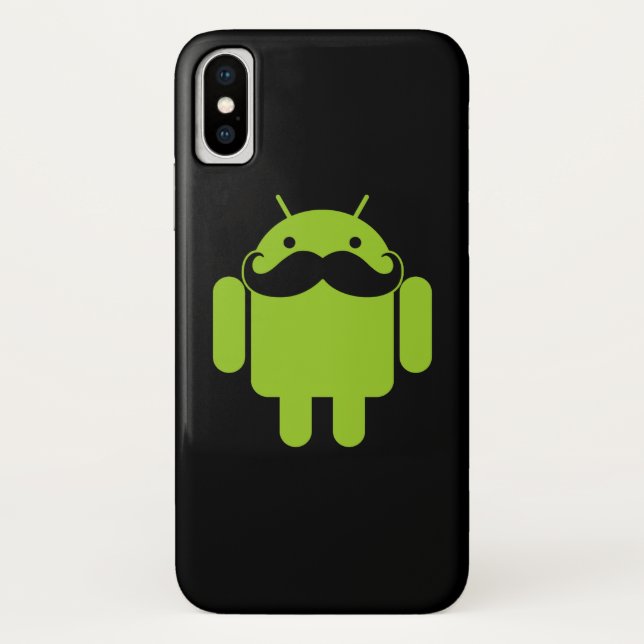 Android Robot Moustache on Black Case-Mate iPhone Case (Back)