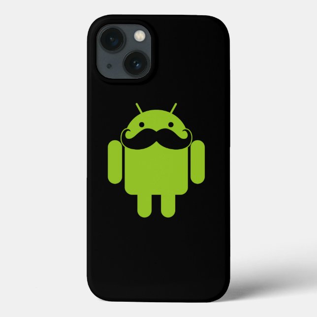 Android Robot Moustache on Black Case-Mate iPhone Case (Back)