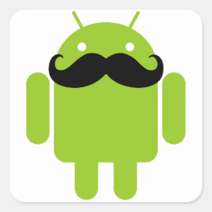 Android Robot Moustache Square Sticker