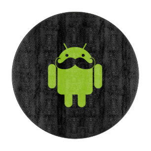 Android Robot Moustache Style on Black Cutting Board