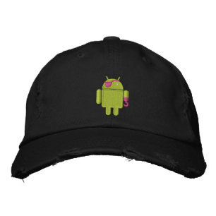 Android Robot Pirate Embroidery Embroidered Hat