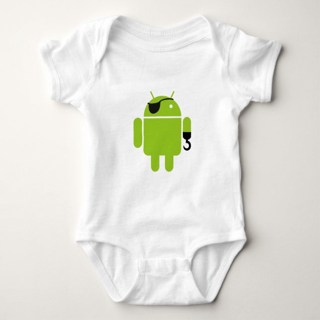 Android Robot Pirate Style Baby Bodysuit (Front)