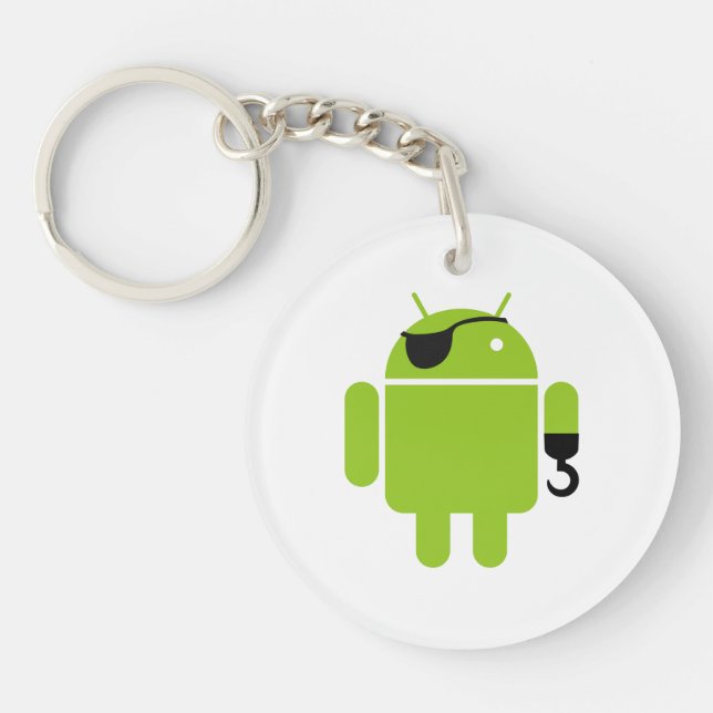 Android Robot Pirate Style Key Ring (Front)