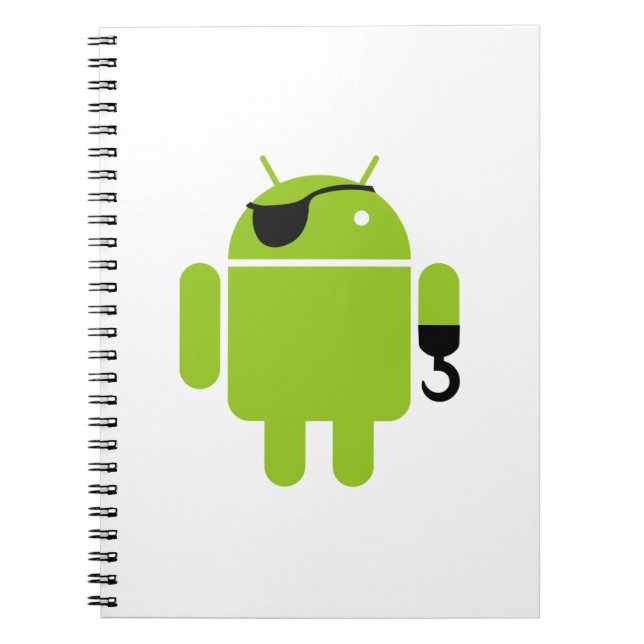 Android Robot Pirate Style Notebook (Front)
